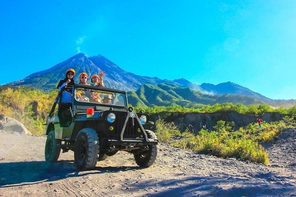 A jeep on the slope of Mount Merapi, Jogjakarta
